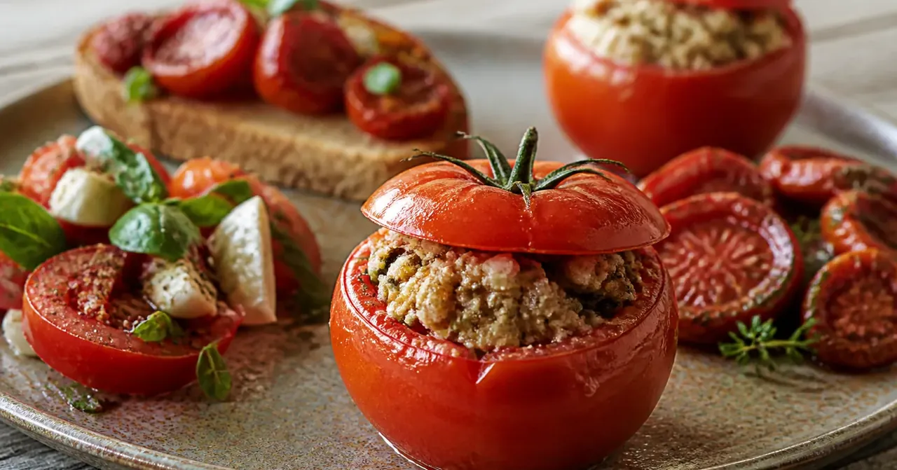 De la salade aux tomates farcies, une assiette rouge en quatre recettes